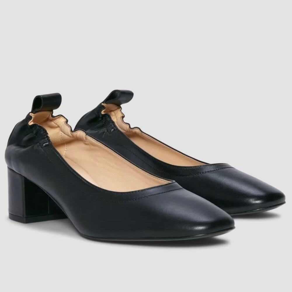 Everlane Black Leather Block Heel Pumps